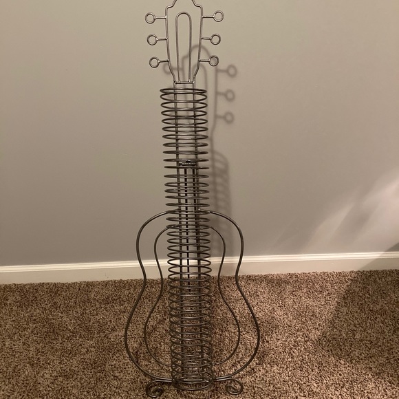 RARE Metal Sculptural Art Guitar CD Holder - Picture 1 of 3